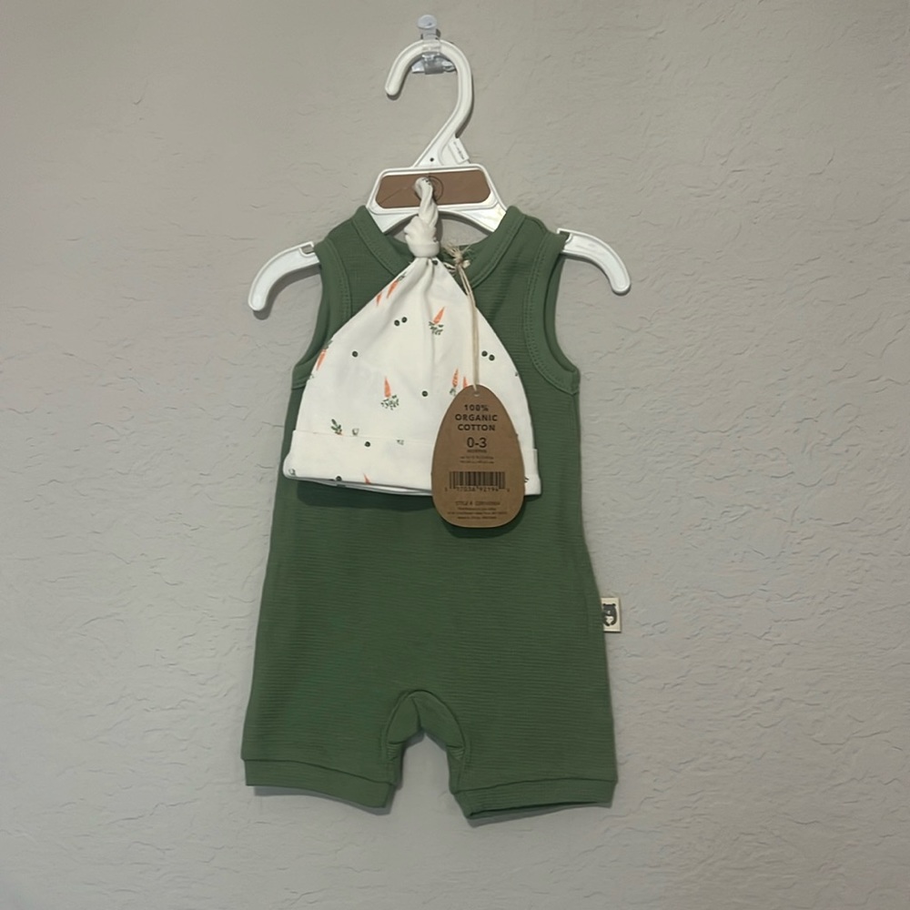 2 piece romper with hat